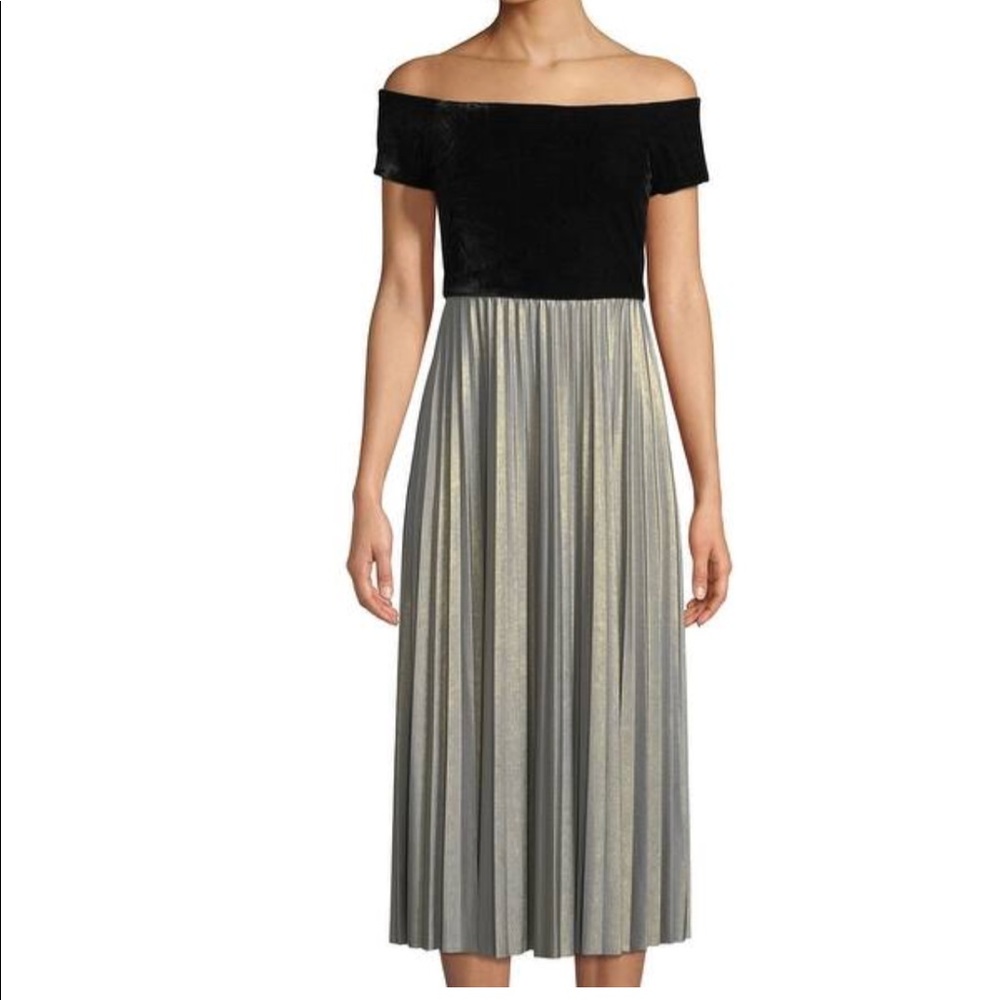 NWT Donna Morgan Off Shoulder Midi Dress Womens 10